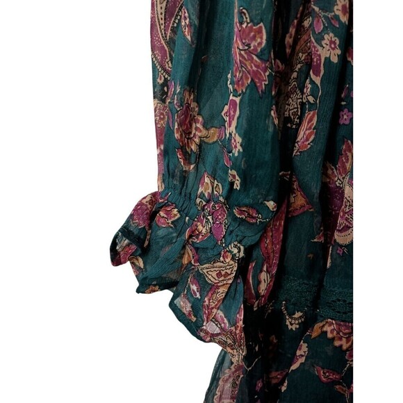 Band of the Free BOG Dress Small Run the World Pine Berry Boho Floral Flowy Midi - Picture 11 of 16